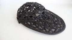 1990s Chanel Black Rattan Cap