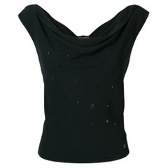 1990s Chanel Black Sequin Top