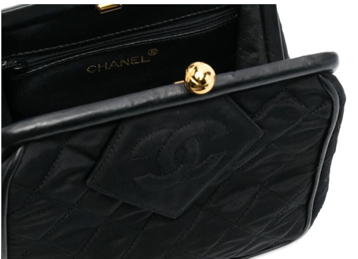 1990s Chanel Black Silk Satin Evening Bag 3