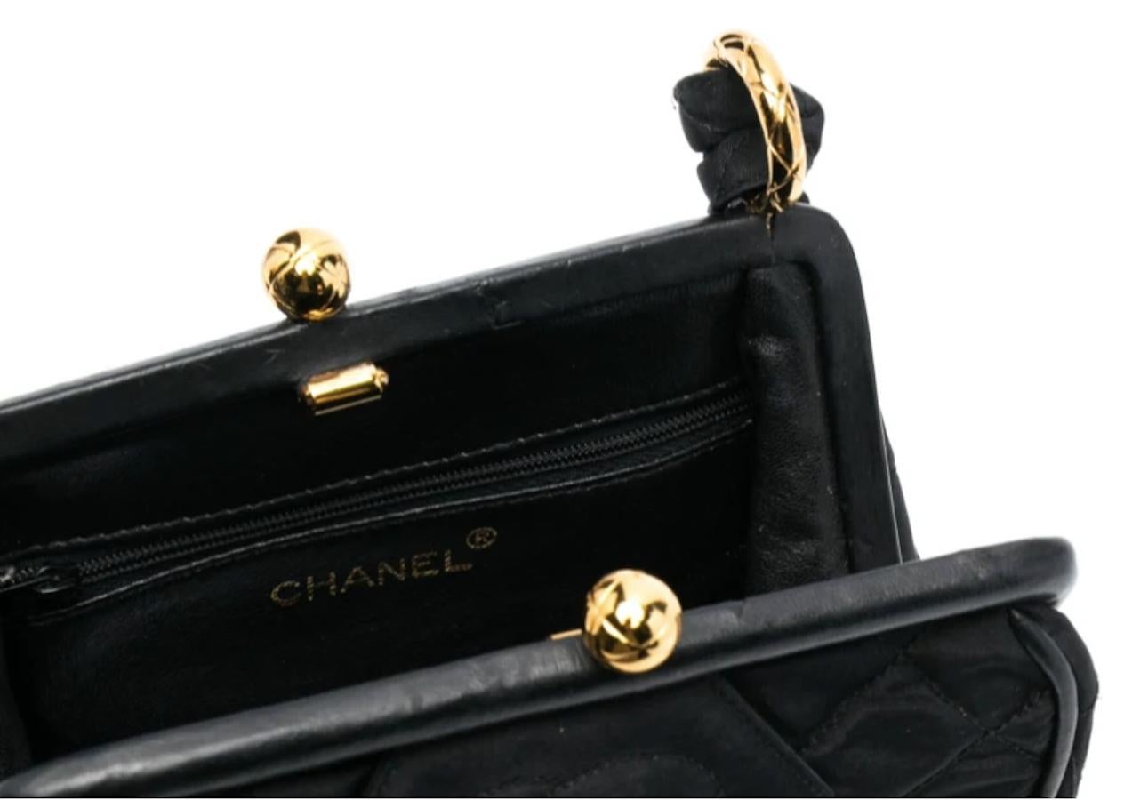 1990s Chanel Black Silk Satin Evening Bag 4