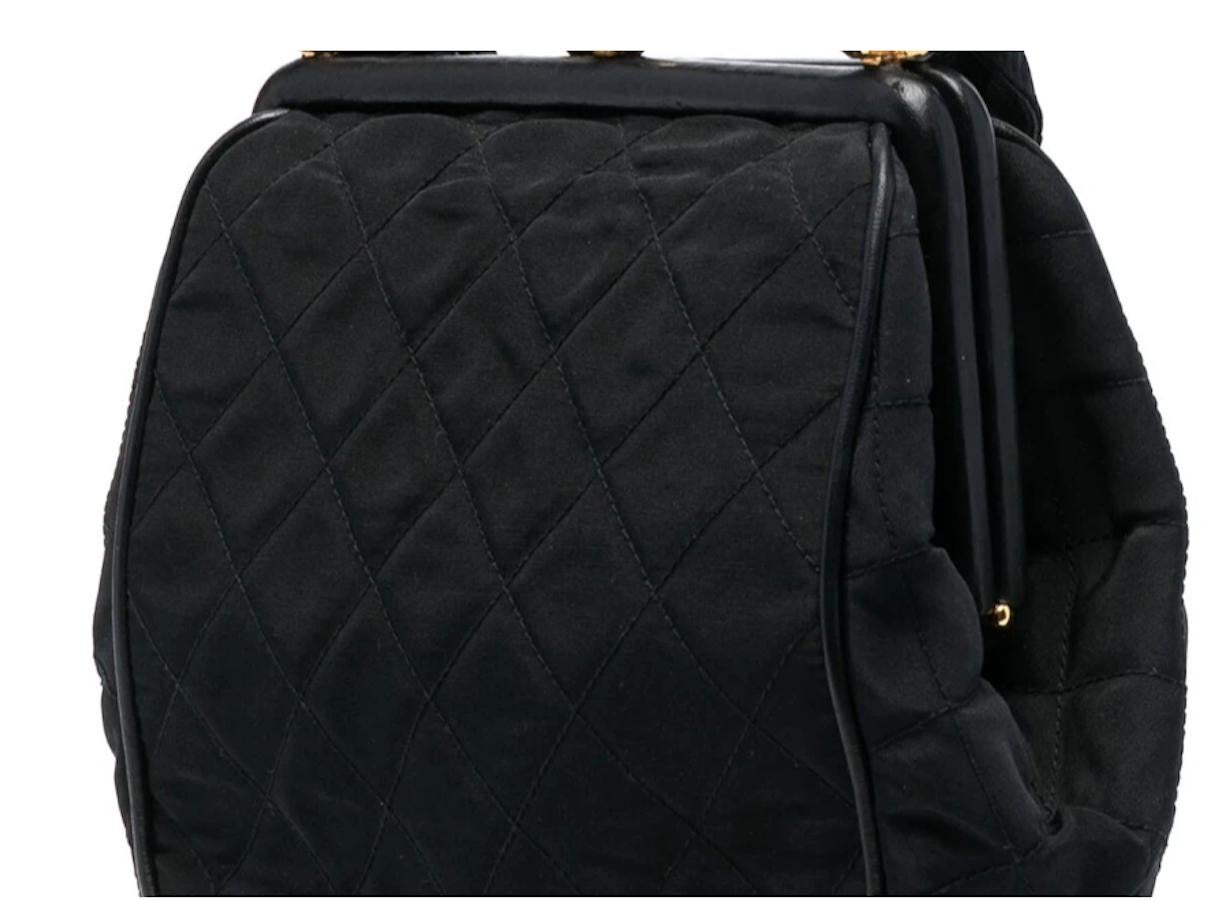 1990s Chanel Black Silk Satin Evening Bag 5