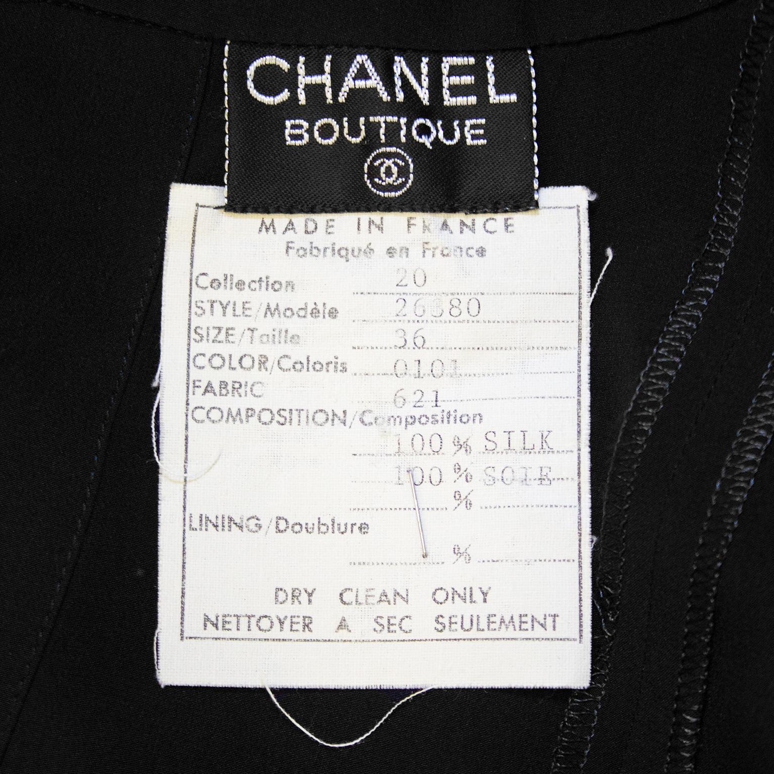 1990s Chanel Black Silk Shirt with Necktie 2