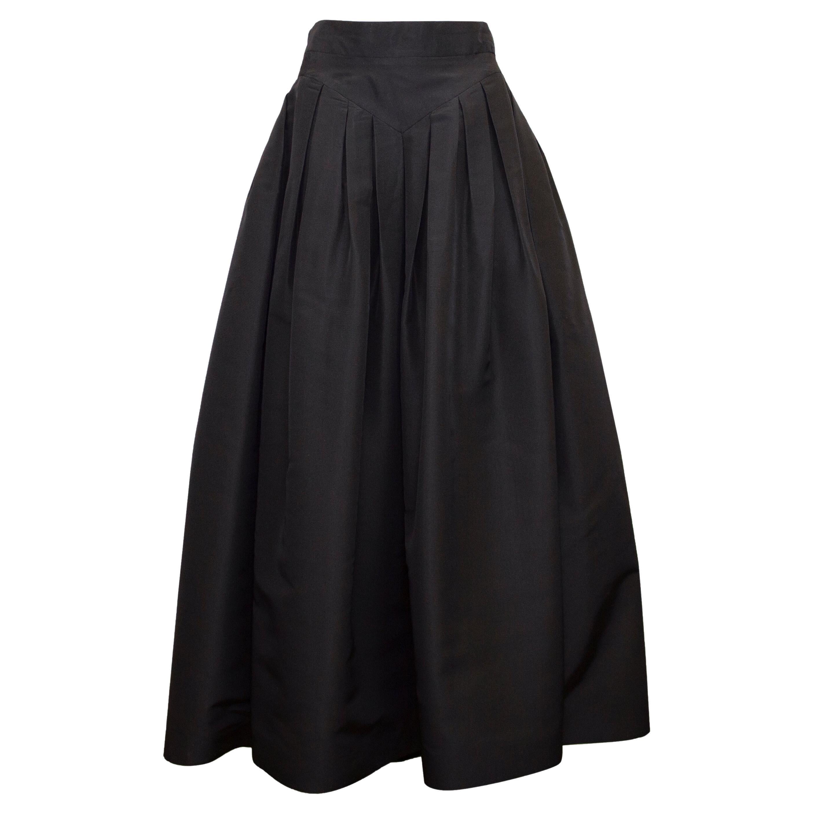1990s Chanel Black Silk Taffeta Ball Skirt