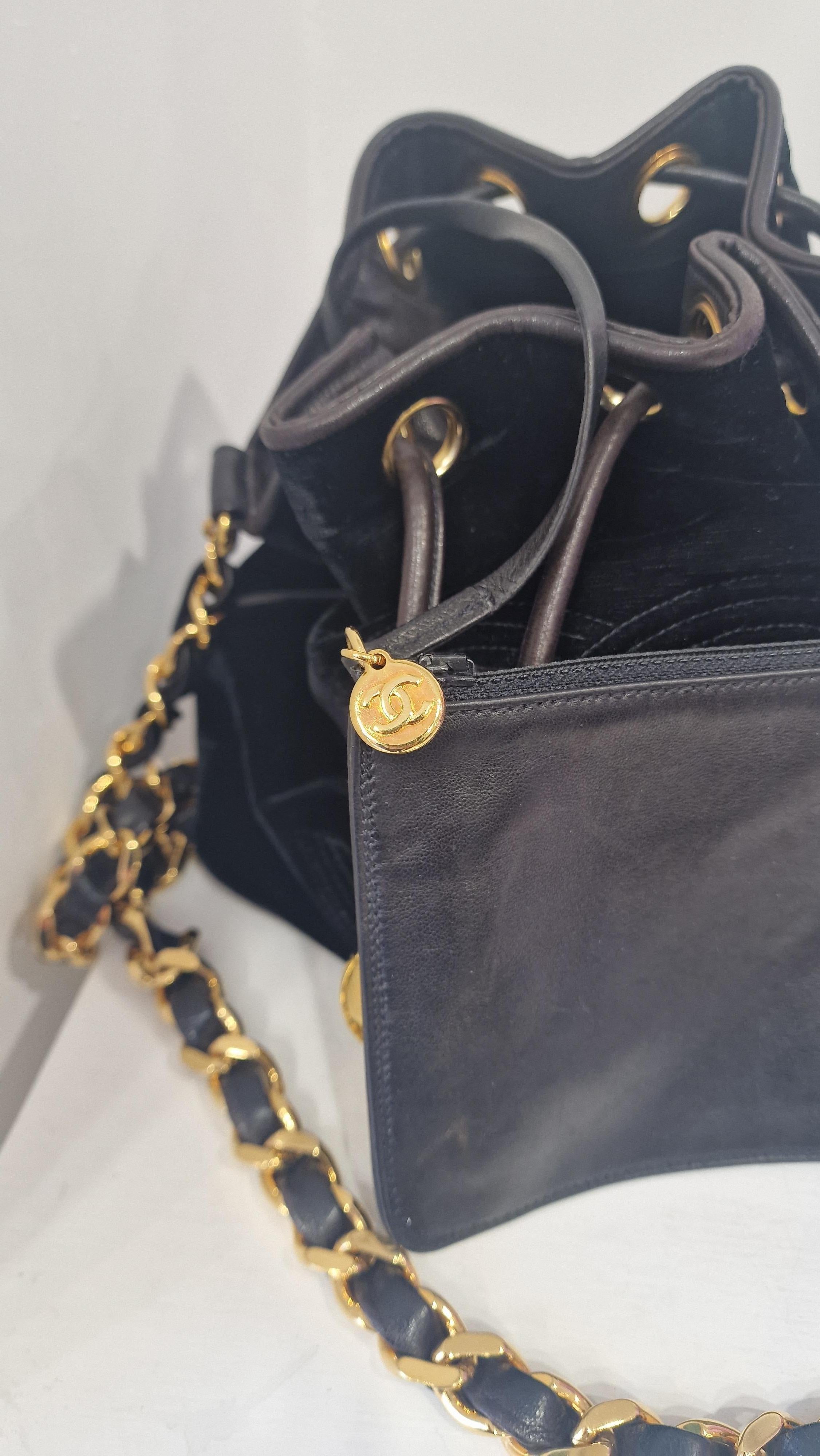1990s Chanel black suede gold hardware satchel bag at 1stDibs