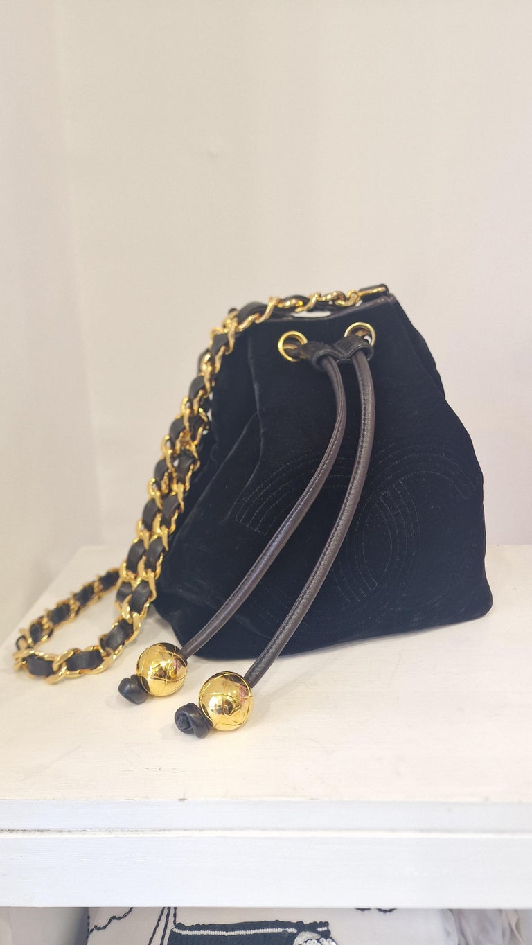1990s Chanel black suede gold hardware satchel bag at 1stDibs