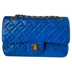 1990s Chanel blue 24kt gold plated hardware 2.55 shoulder bag