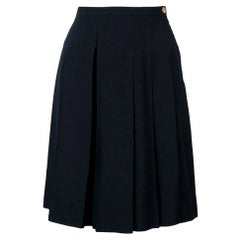 1990s Chanel Blue Pleated Pant Skirt