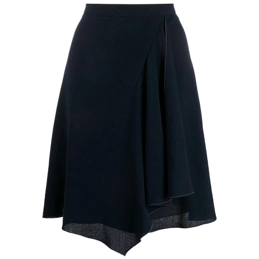 1990s Chanel Blue Wool Skirt