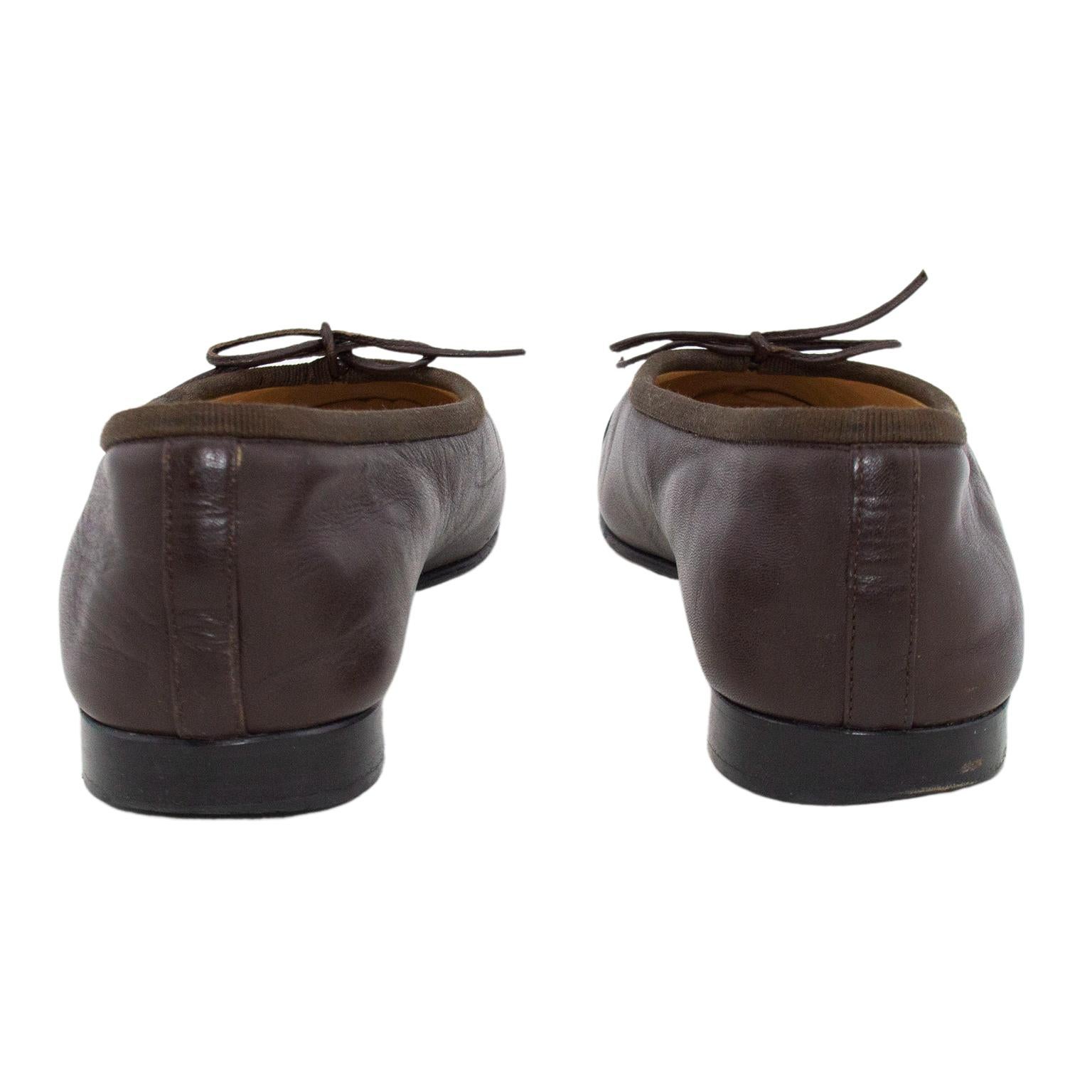 brown chanel ballet flats