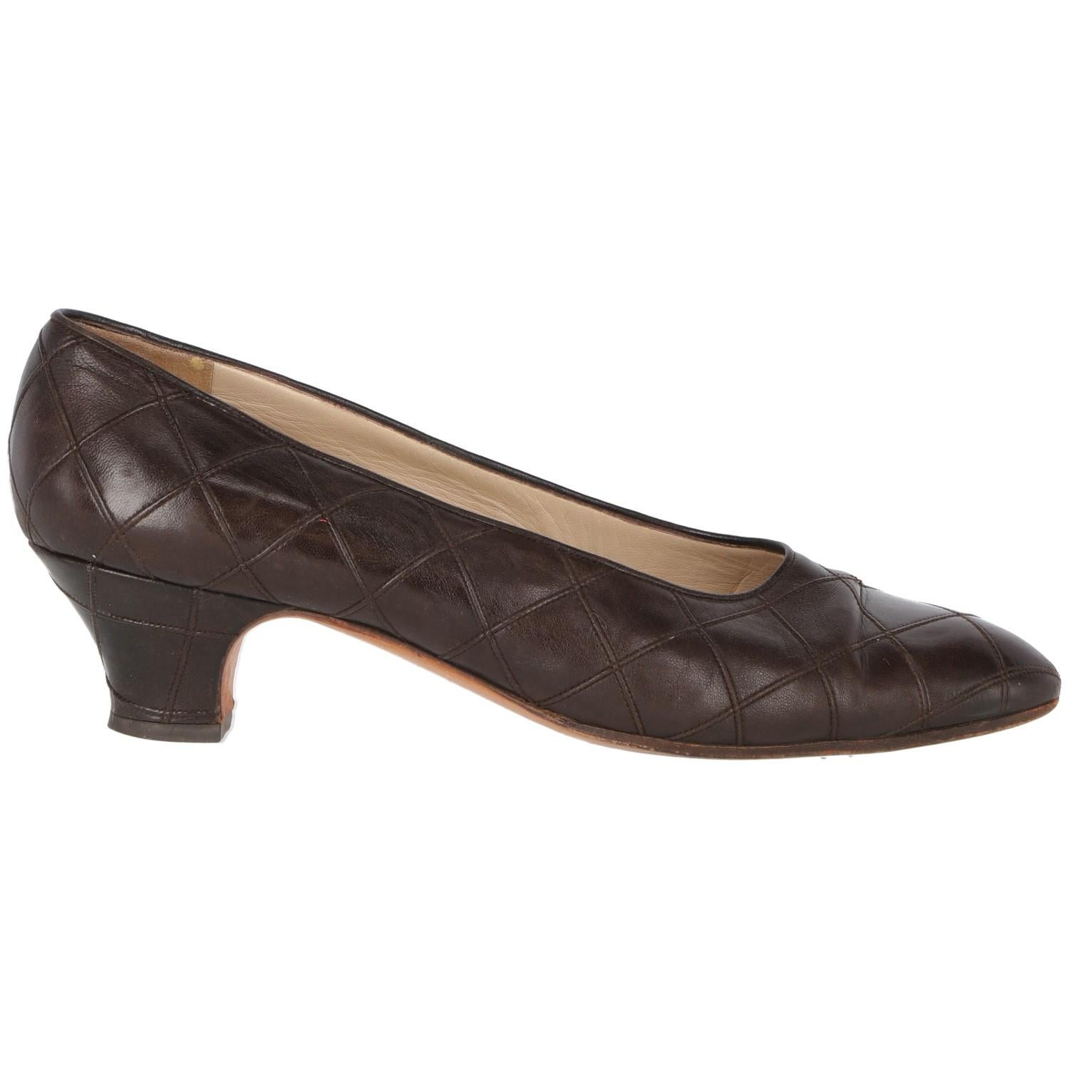 1990s Chanel Brown Leather Heels In Good Condition In Lugo (RA), IT