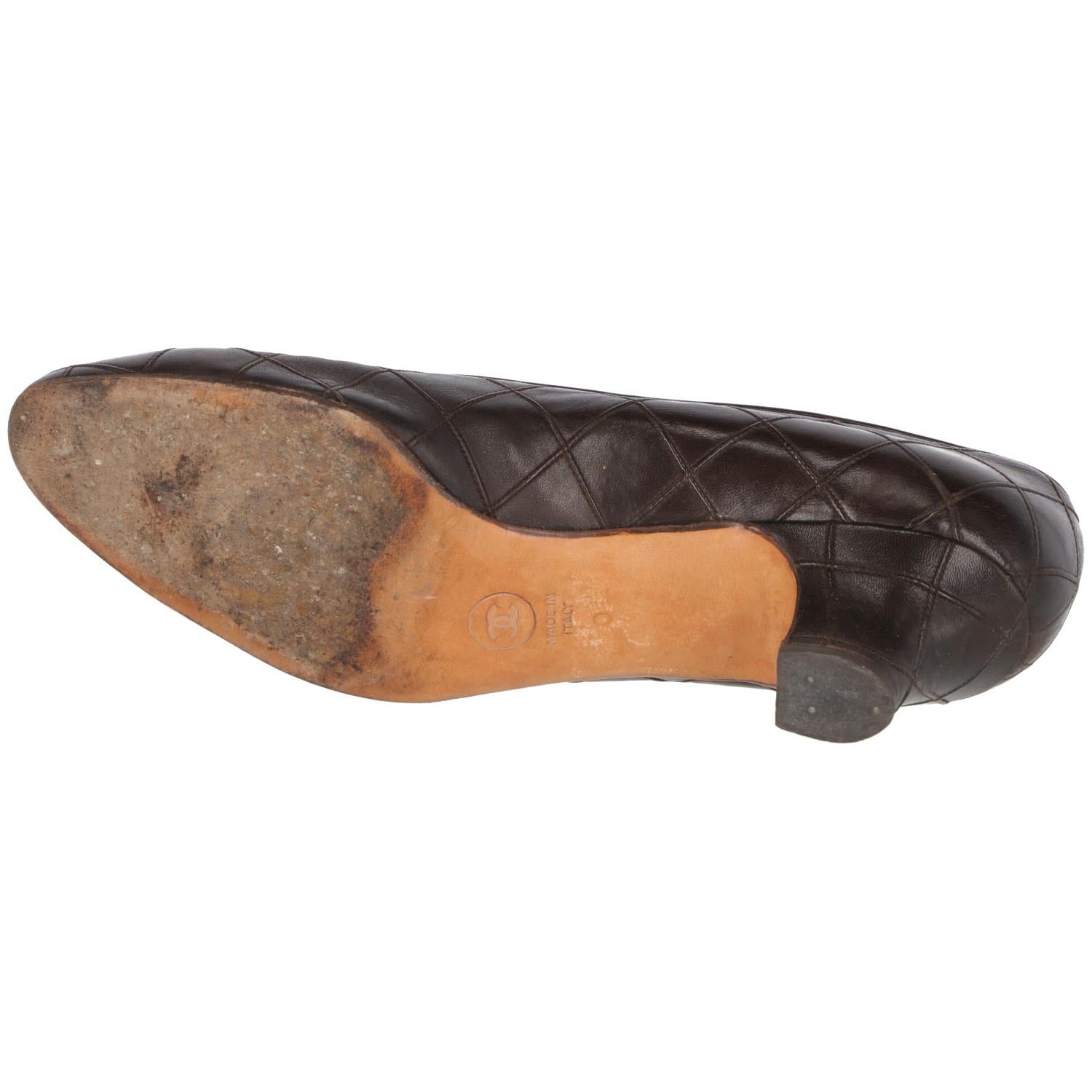 1990s Chanel Brown Leather Heels 1
