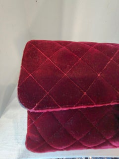 1990s Chanel burgundy velvet gold hardware backpack