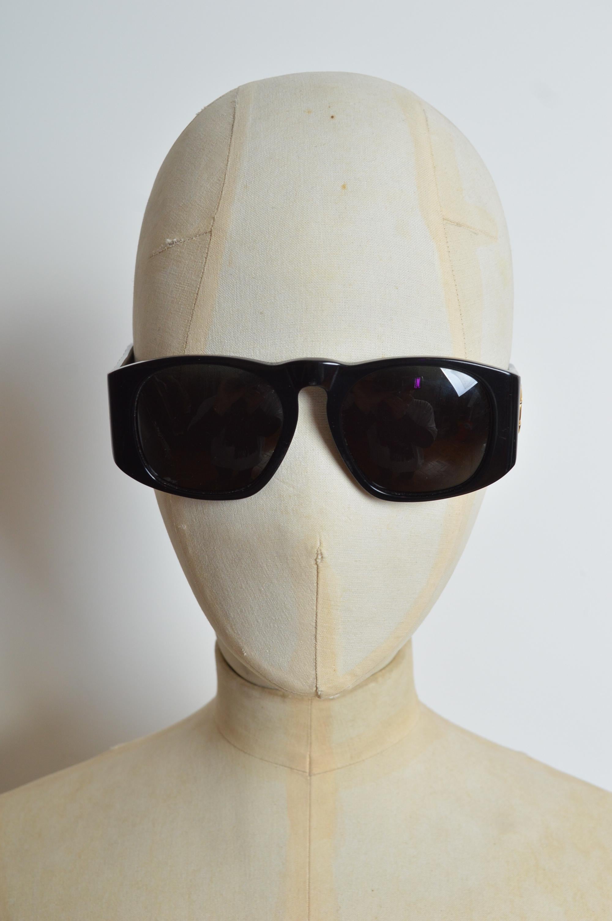 1990’s Chanel by Karl Lagerfeld Black & Gold CC Rounded Shades - Sunglasses For Sale 3