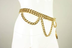 1990's Chanel Chain Link Belt with Perfume Bottle Dangle