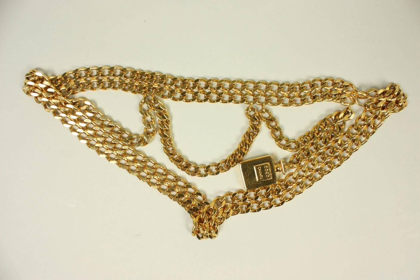 1990's Chanel Chain Link Belt with Perfume Bottle Dangle 3
