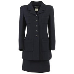 1990s Chanel Dark Blue Two Piece Suit