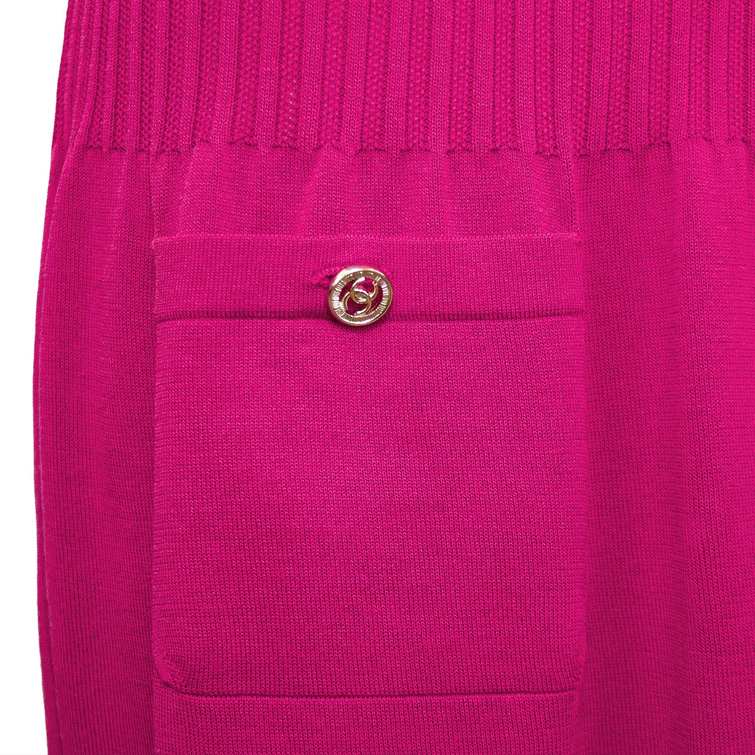 Women's Resort 2011 Chanel Dark Magenta Ribbed Knit Dress  For Sale