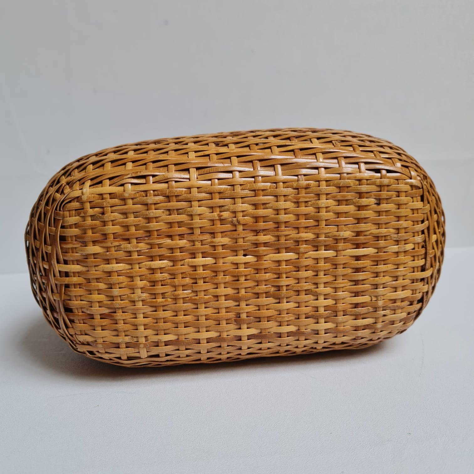 1990s Chanel Denim Rattan Basket Bag  For Sale 3