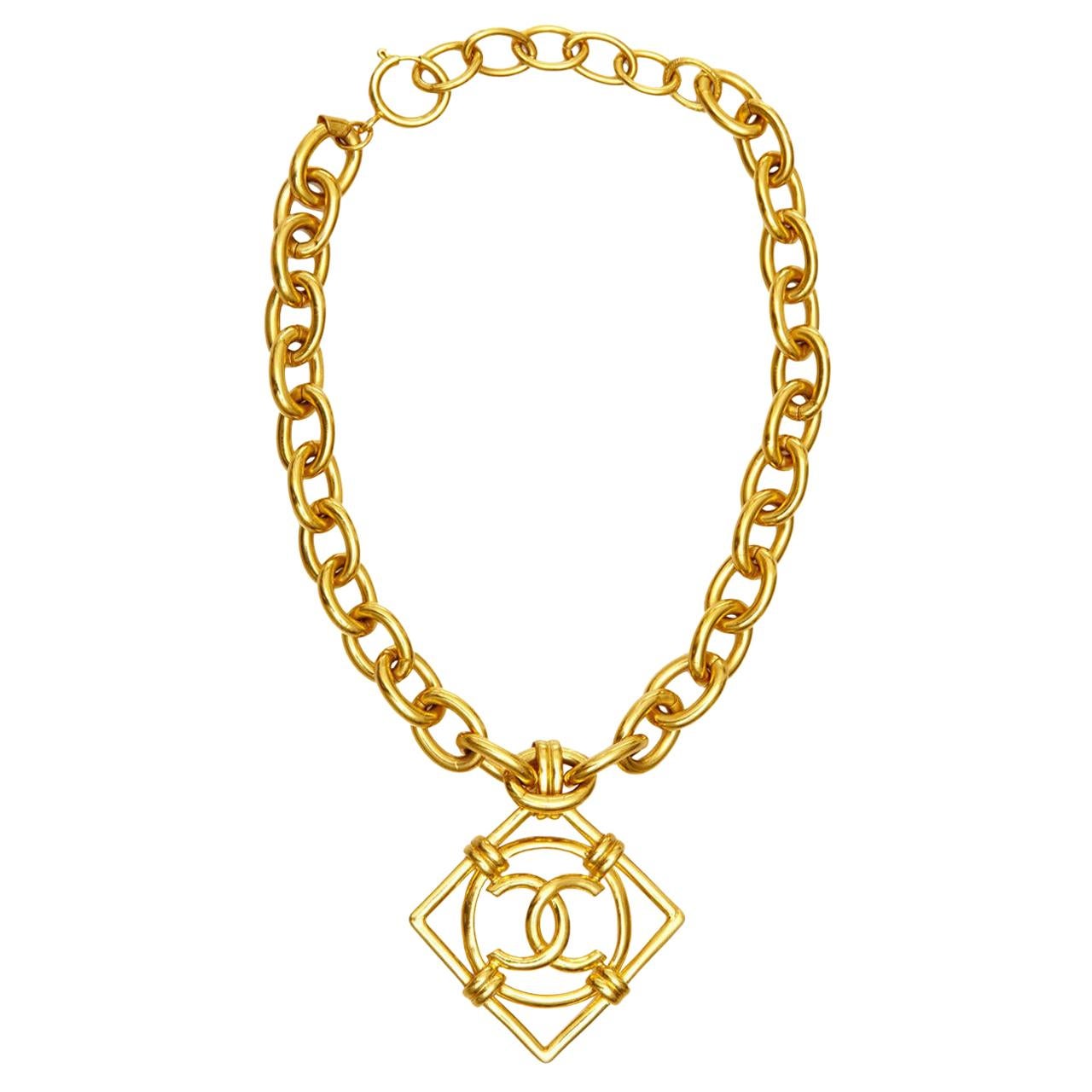 1990s Chanel Double CC Pendant Necklace By Victoire De Castellane