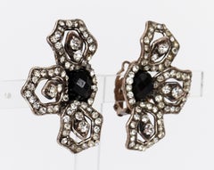 1990's Chanel Floral Rhinestone Earrings