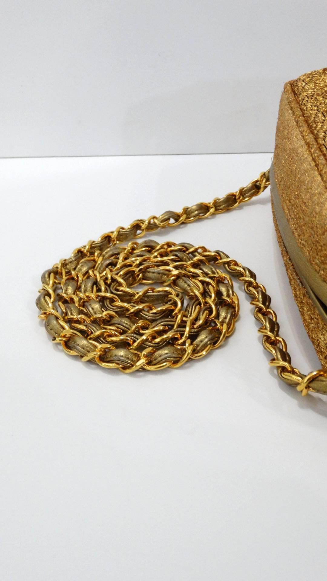 Chanel Gold Brocade Camera Bag with Tassel, 1990s  12
