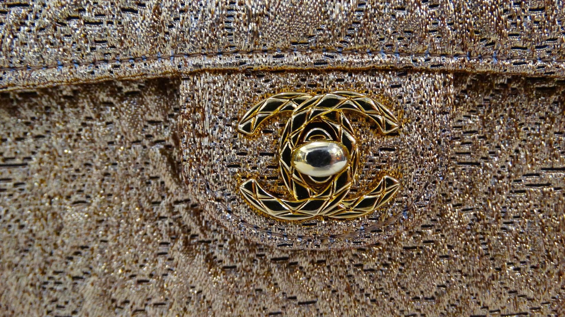 Chanel Gold Brocade Camera Bag with Tassel, 1990s  In Excellent Condition In Scottsdale, AZ