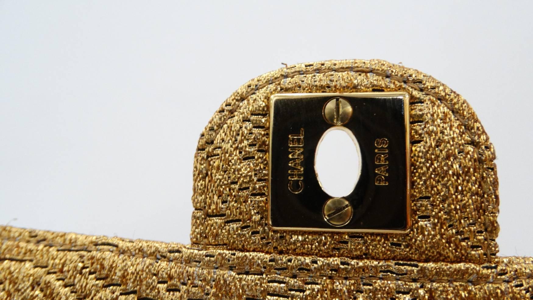 Chanel Gold Brocade Camera Bag with Tassel, 1990s  2