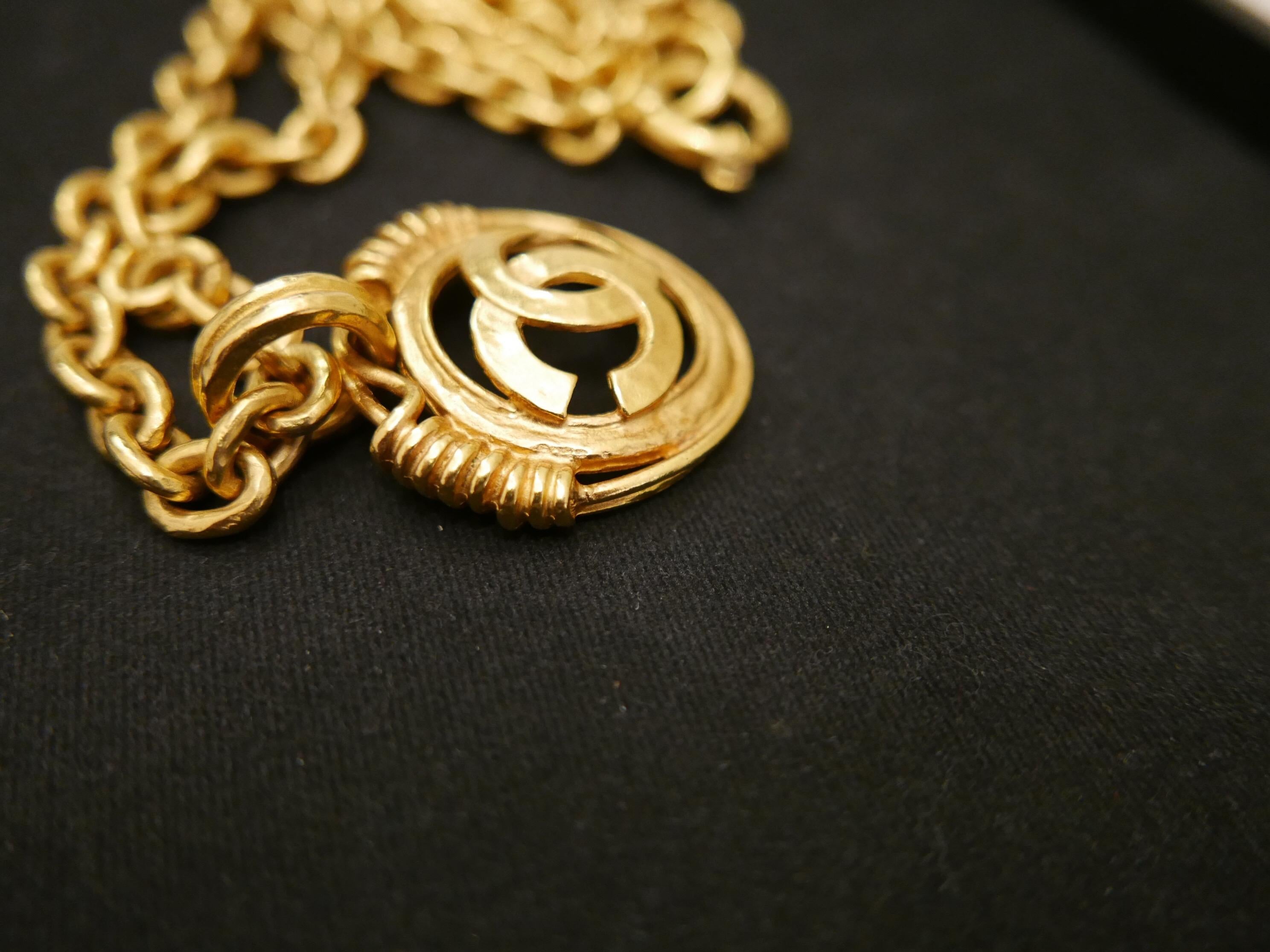1990s Vintage Chanel Gold Toned CC Chain Necklace 74cm 1