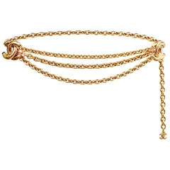 1990s Chanel Gold Chain Double CC Logo Belt