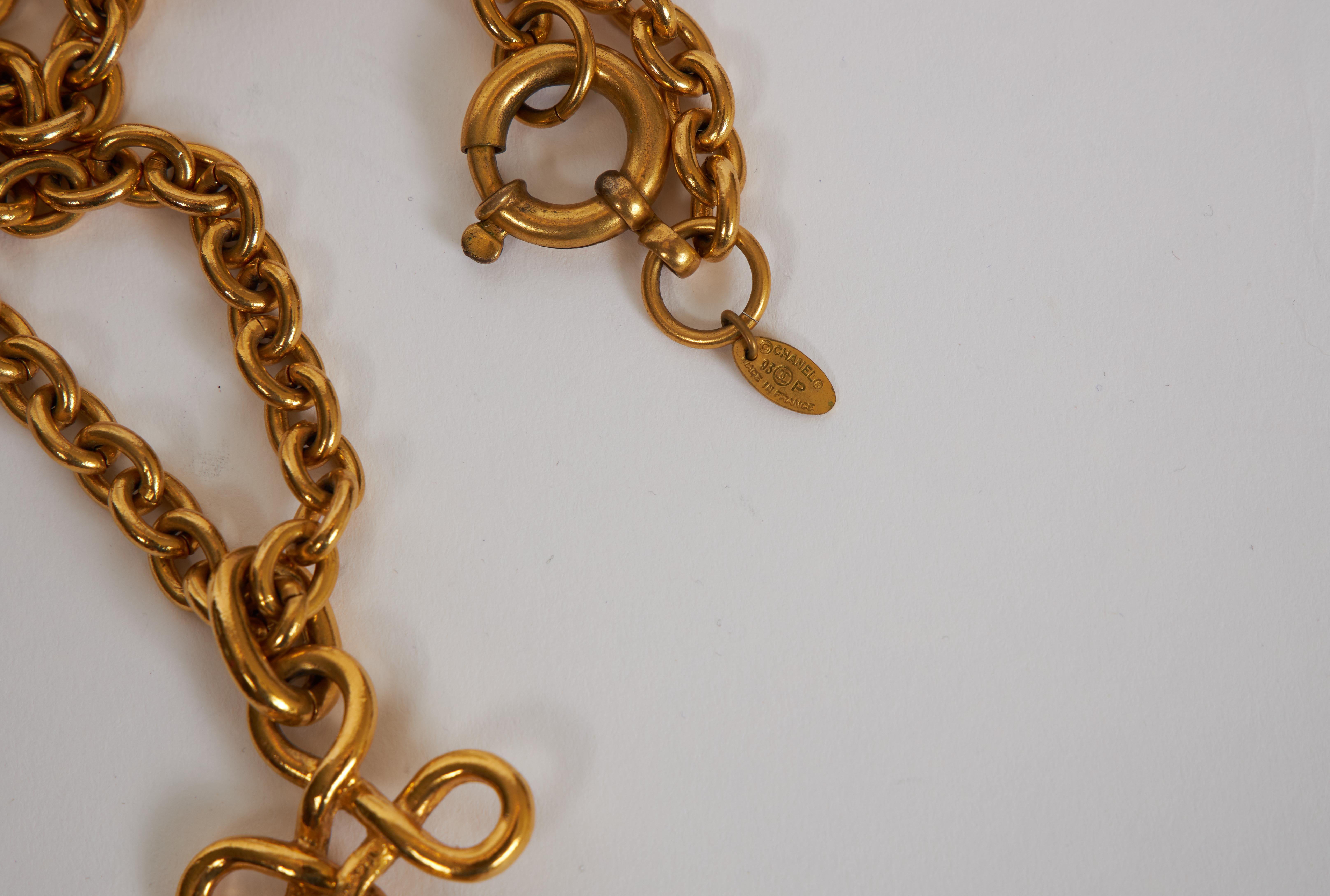 1990's Chanel Gold Chain Pendant Necklace 1