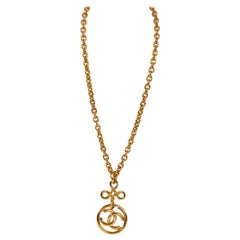 1990's Chanel Gold Chain Pendant Necklace