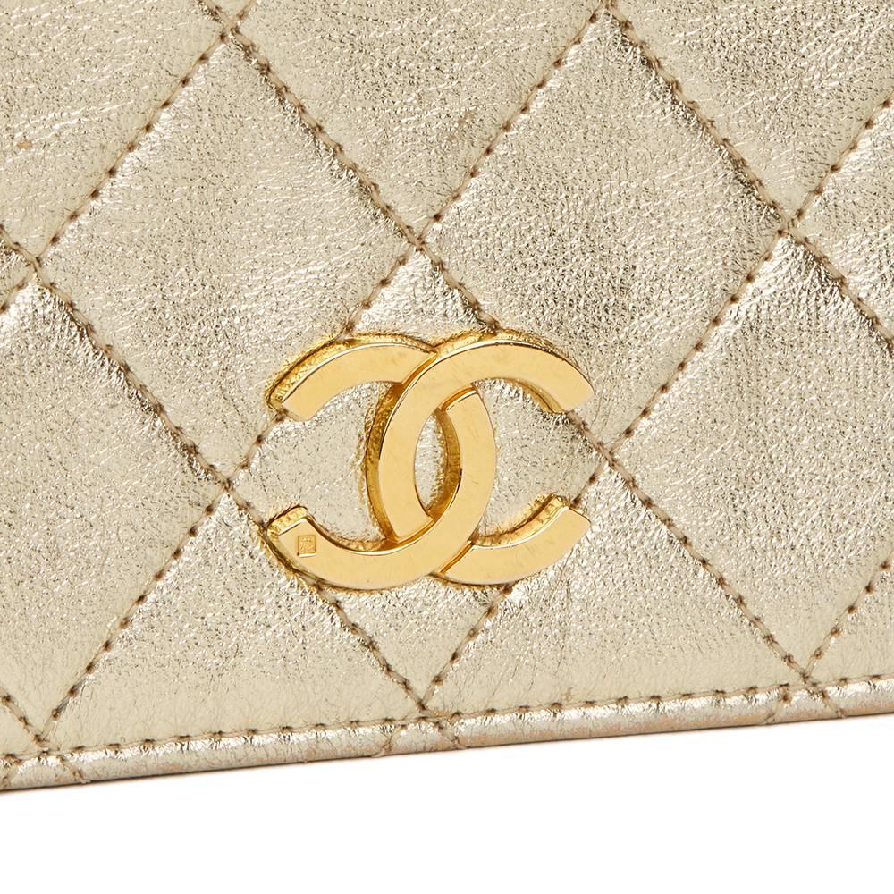 1990's Chanel Gold Metallic Lambskin Vintage Mini Flap Bag  2