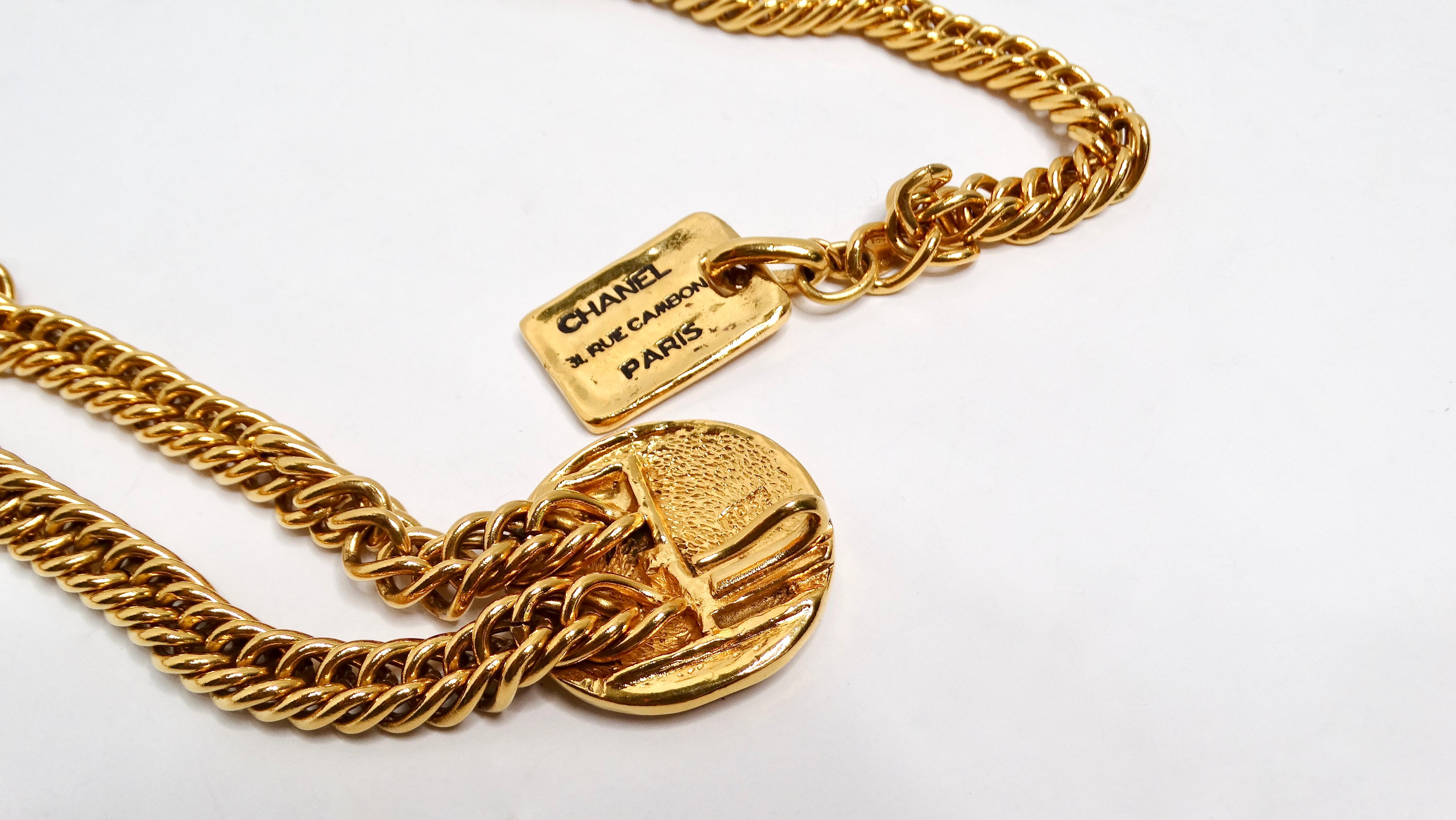 1990s Chanel Gold-Tone 31 Rue Cambon Medallion Chain Belt For Sale 1