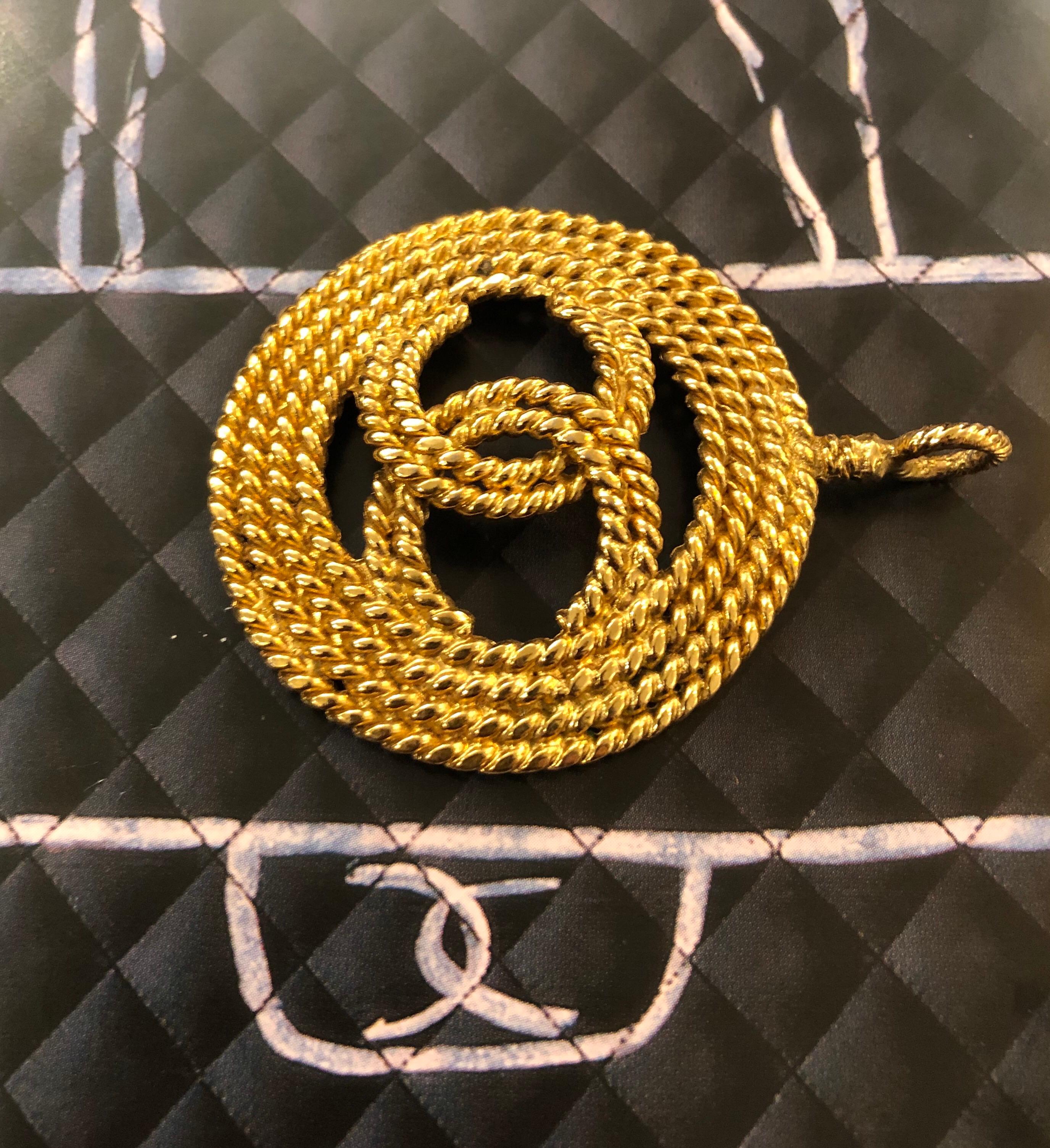 1990s Chanel Gold Toned CC Pendant  For Sale 1