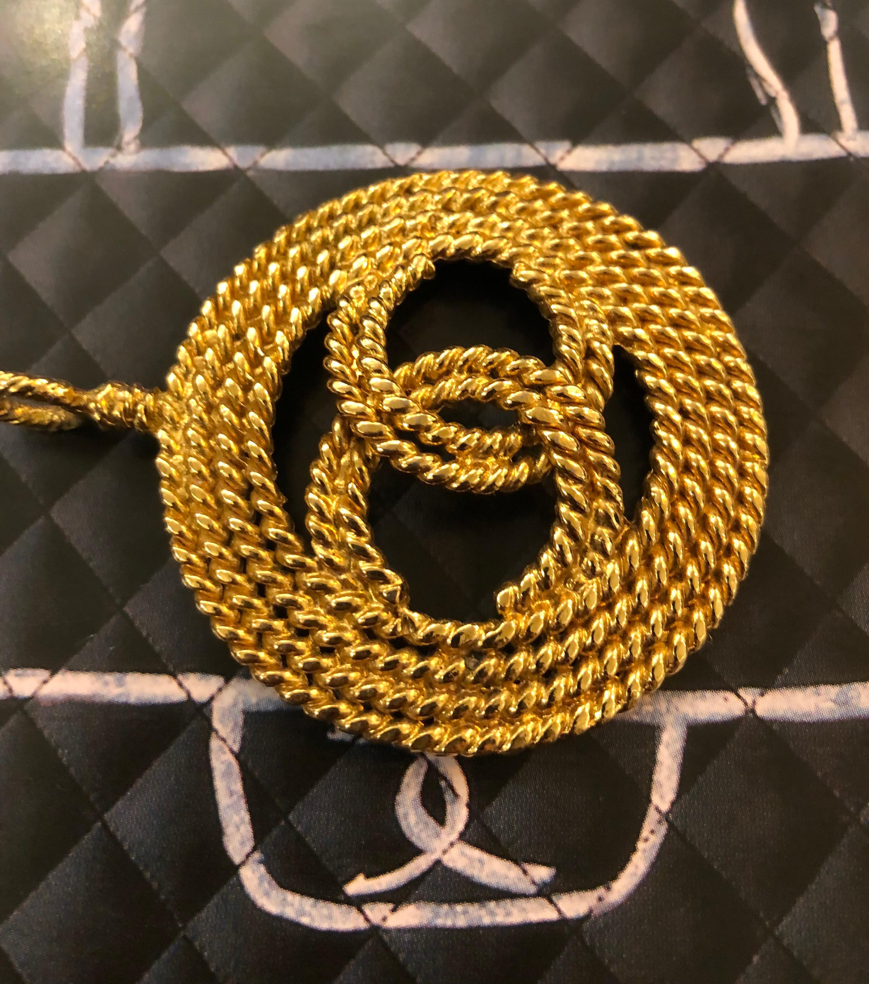 1990s Chanel Gold Toned CC Pendant  For Sale 2