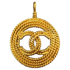 1990s Chanel Gold Toned CC Pendant