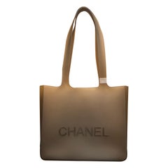 1990s CHANEL Gray Translucent Silicone Jelly Tote Bag
