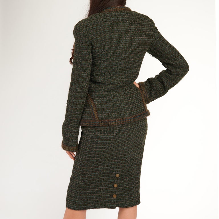 CHANEL Pre-Owned 1996-1997 Tweed Belted Skirt Suit - Farfetch