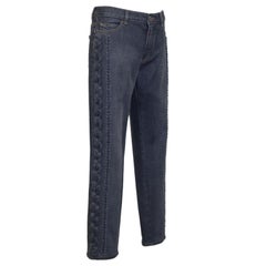 Jeans Chanel grigi anni '90 con dettagli in lana intrecciata