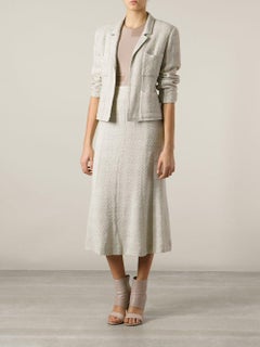 1990s Chanel Grey Skirt Suit