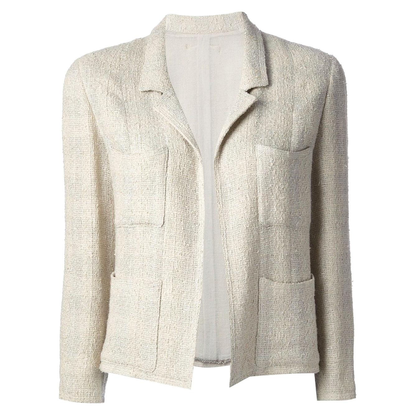 1990s Chanel Grey Skirt Suit at 1stDibs