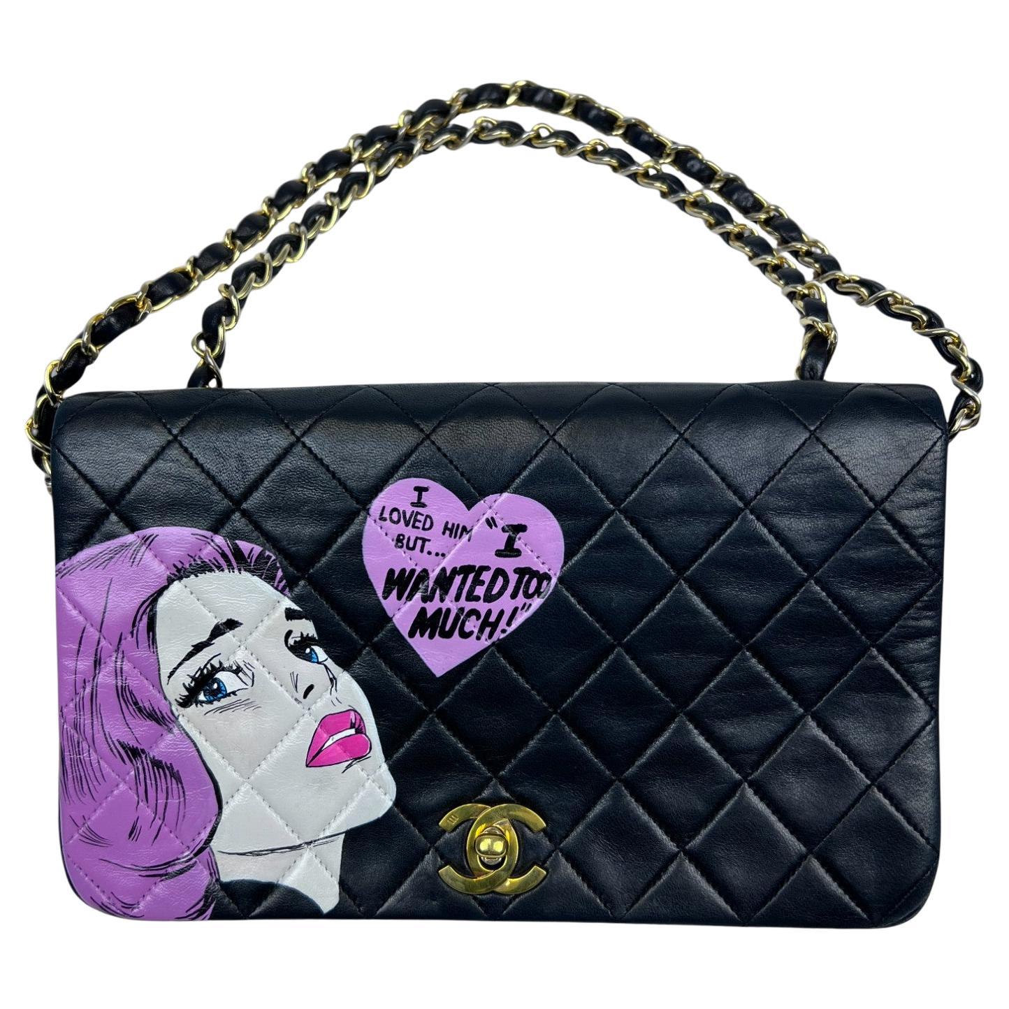 1990s Chanel – Hand-Painted Pop Art "I Loved Him But... I Wanted Too Much"