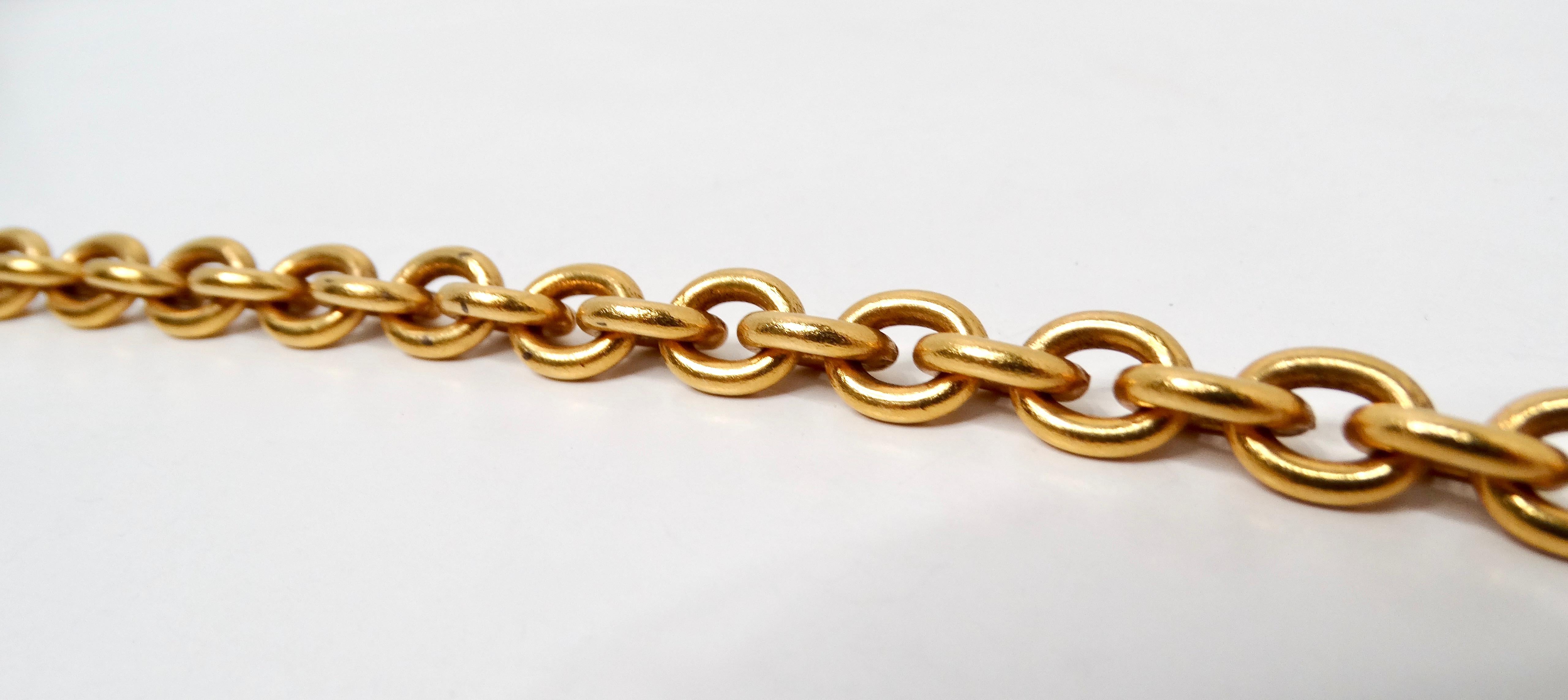 1990er Chanel Interlocking CC vergoldeter Gürtel mit Kette an der Taille im Zustand „Gut“ im Angebot in Scottsdale, AZ