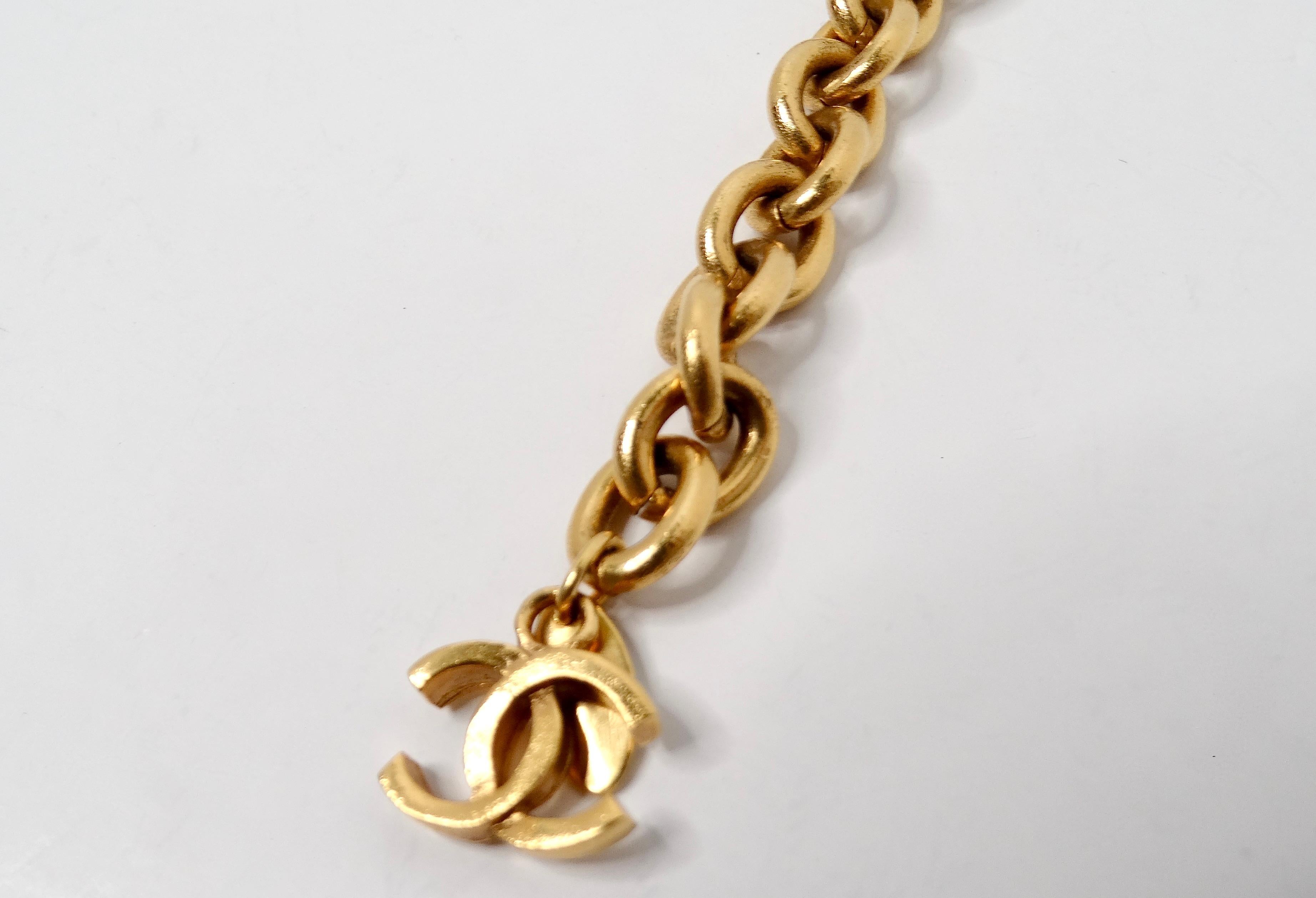 1990er Chanel Interlocking CC vergoldeter Gürtel mit Kette an der Taille Damen im Angebot