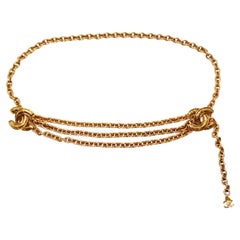 1990s Chanel Interlocking CC Gold Plated Chain Waist Belt
