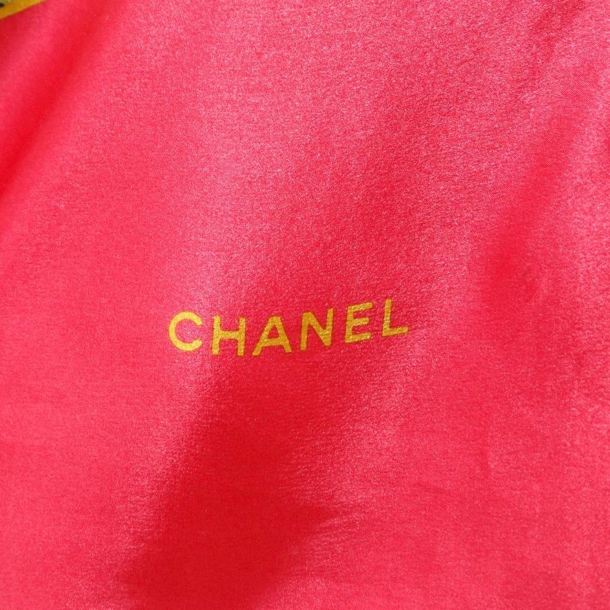 Red 1990s Chanel Interlocking CC Jewel Print Scarf For Sale