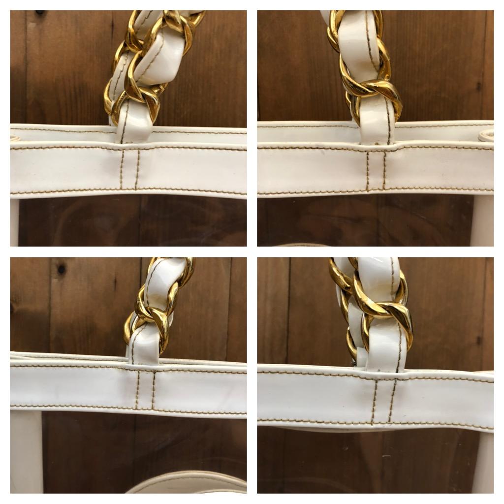 1990s CHANEL Jumbo Barbie Vinyl Chain Tote Off White 8