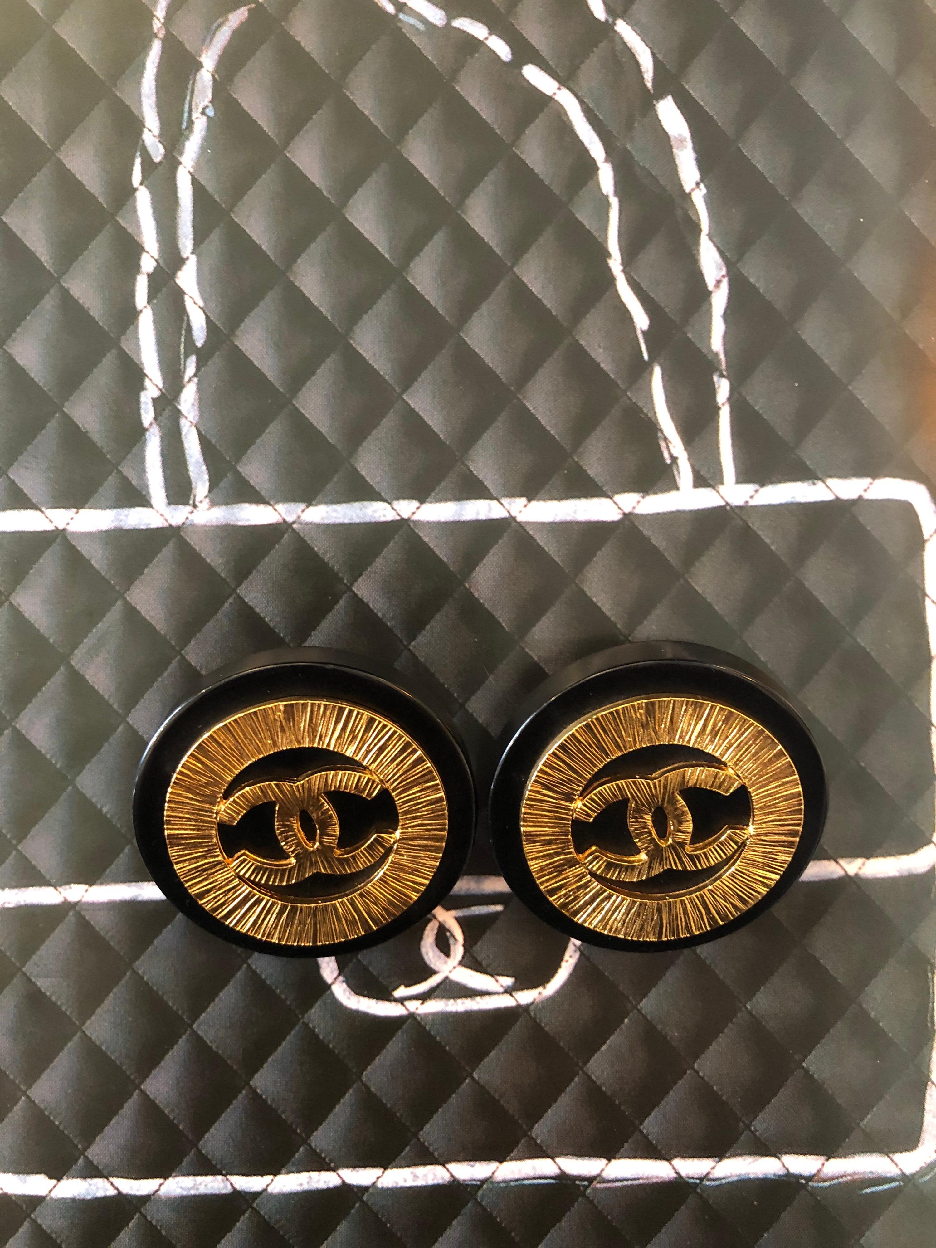 chanel vintage button earrings