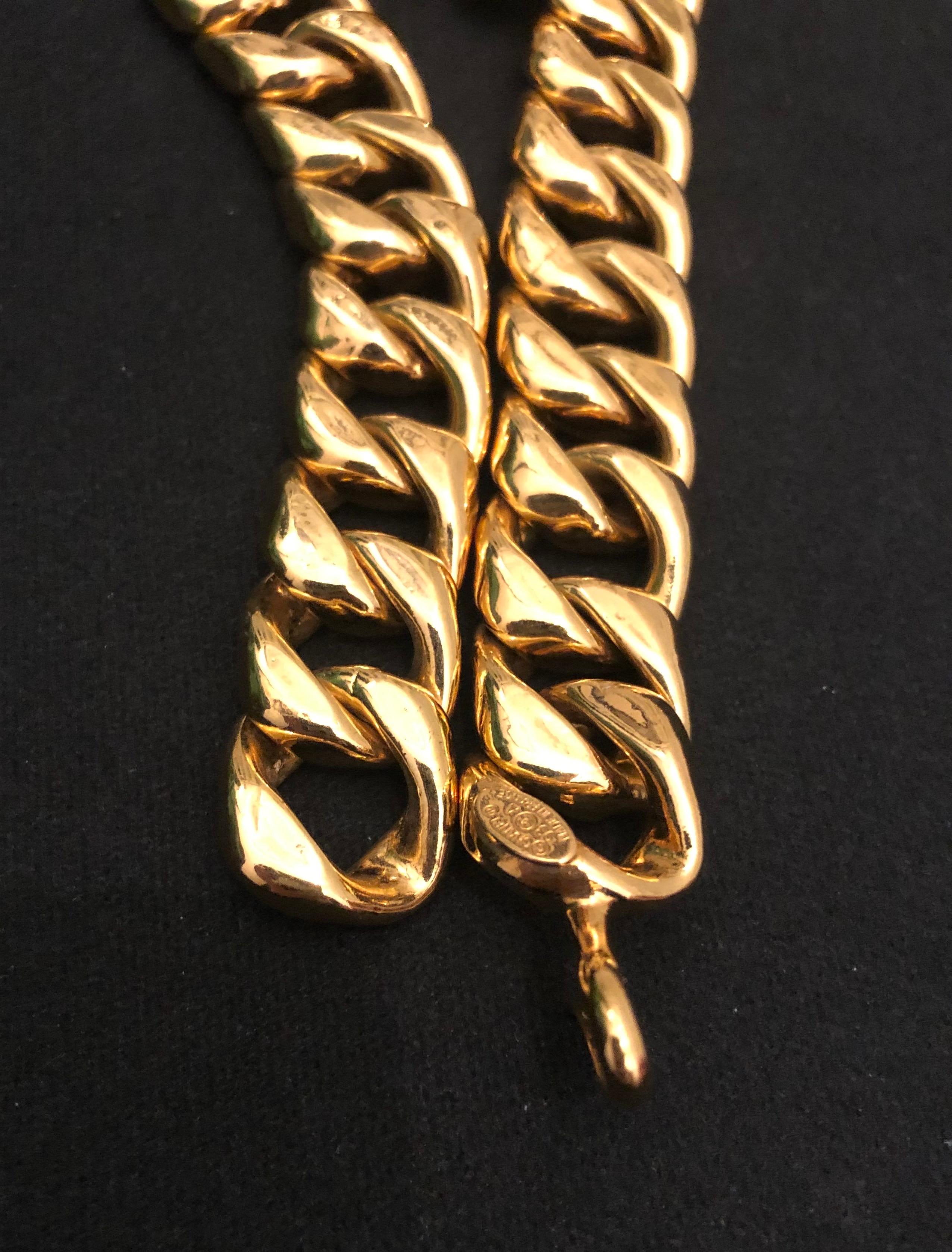 1990s Chanel Jumbo Gold Toned Chain CC Necklace Belt  2