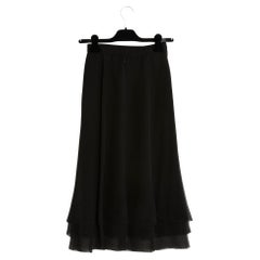 1990s Chanel Jupe FR34/36 Black Silk Crepe Skirt US4/6